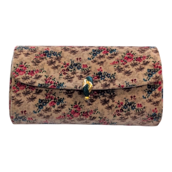 Vintage Martin Van Schaak Floral Patterned Clutch with Gold Accent Closure